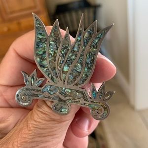 Vintage sterling and abalone brooch